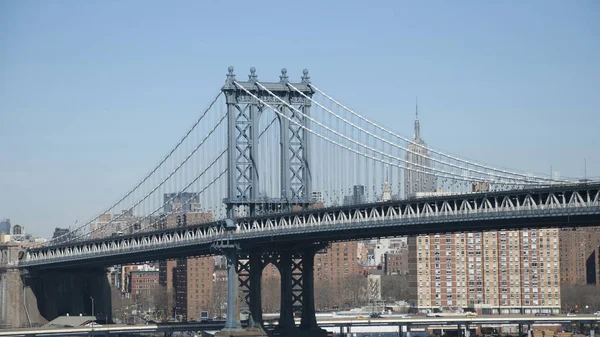 Most Manhattan Panorama Śródmieścia — Zdjęcie stockowe