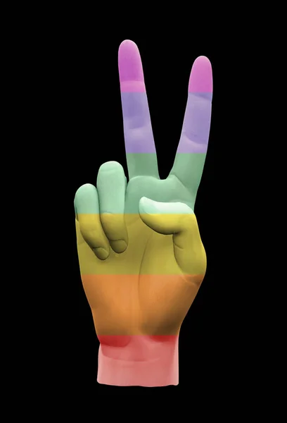 Rainbow Peace Sign Hand Sign Rendering — Stock Photo, Image