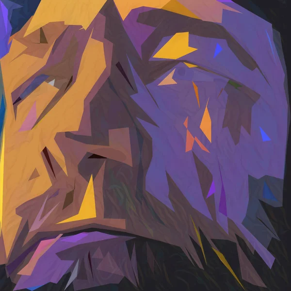 Abstract Painting Old Man Face Purple Colors — Stock Photo, Image