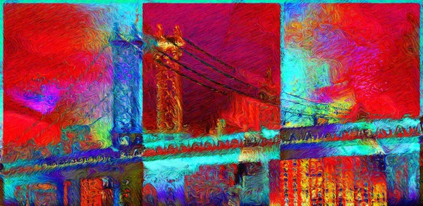 Manhattan Bridge Vivid Colors — Stock Photo, Image