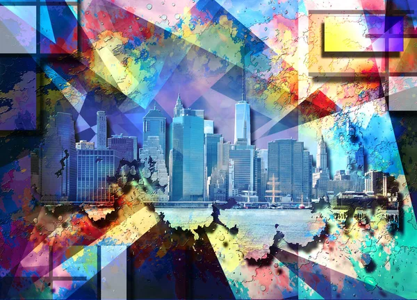 Nyc Manhattan Modern Art Collage Rendering — Stockfoto