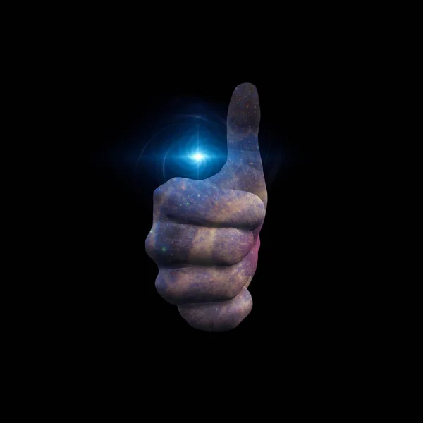 星は手札の上に親指を立てる 3Dレンダリング — ストック写真