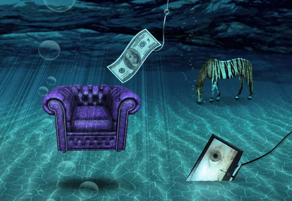 Fantasy Underwater Scene Surreal Art — Stock Fotó