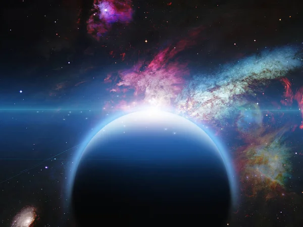 Planeta Con Filamentos Nebulosos Renderizado —  Fotos de Stock