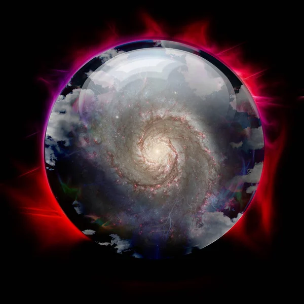 Crystal Ball Shows Galaxy Rendering — Stock Photo, Image