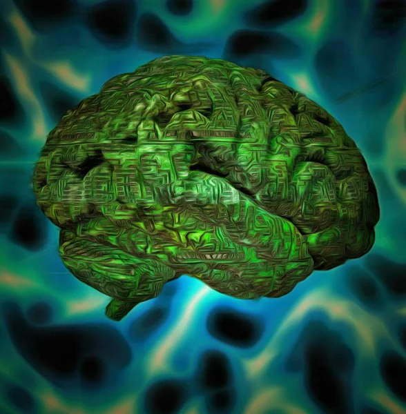 Arte Moderno Cerebro Humano Con Patrón Placa Circuito —  Fotos de Stock