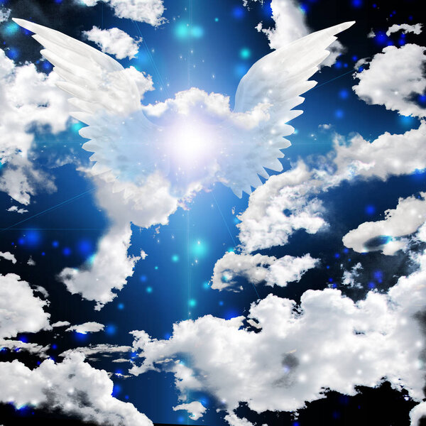 Angel winged star. 3D rendering