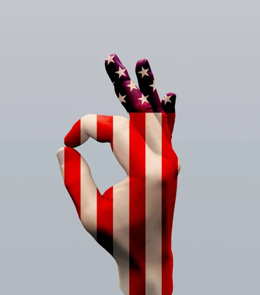 Αμερική Χέρι Σημάδι Απόδοση — Φωτογραφία Αρχείου