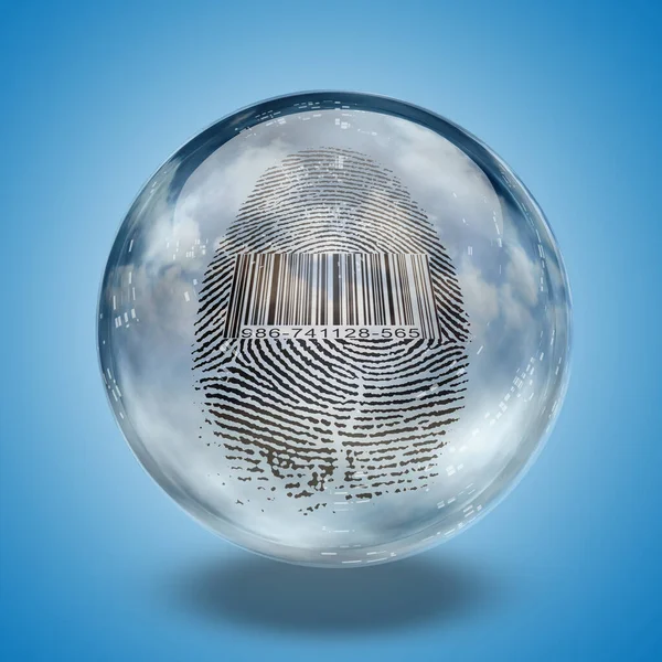 Barcode Fingerprint Enclosed Glass — Stock Photo, Image