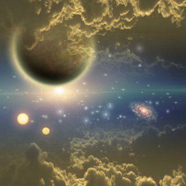 soyut evren uzay gökyüzü, kopyalama alanı için 3d galaksi sanat arkaplanı 