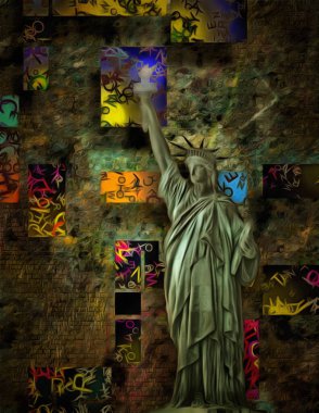 Soyut resim. Özgürlük heykeli.