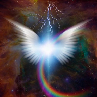 Angelic Presence. Spiritual art. 3D rendering