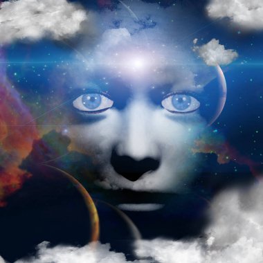 Uzayda bir kadının yüzü.