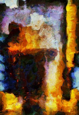 Büyük şehir yükü. Modern soyut resim. 3B görüntüleme