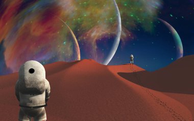 Başka bir gezegendeki astronotlar