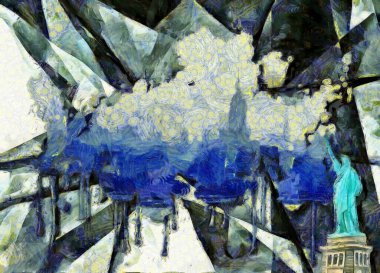 Modern sanat. İzlenimcilik. New York, Manhattan. Özgürlük heykeli.