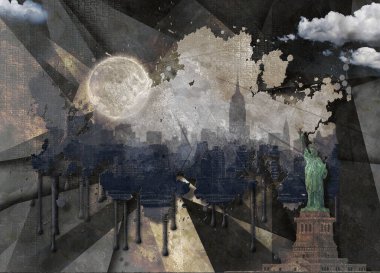 New York Panoraması. Modern sanat. 3B görüntüleme