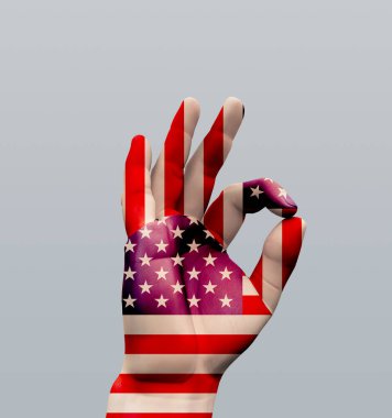 Americas Point Hand Sign. 3D renderin
