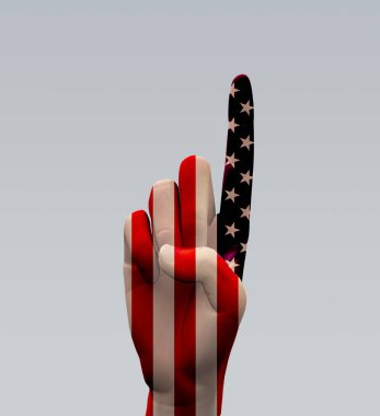 USA Point Hand tabelası. 3B görüntüleme
