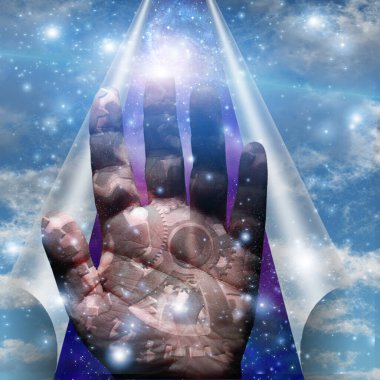 Makineli el. Gerçeküstü sanat. 3B görüntüleme