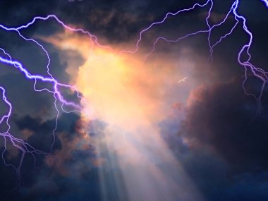 Storm and Light Streaming. 3D rendering