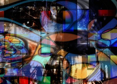 Gözler soyuttan dışarı bakıyor. 3B görüntüleme