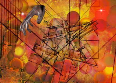 Geometrik soyut ve el. 3B görüntüleme