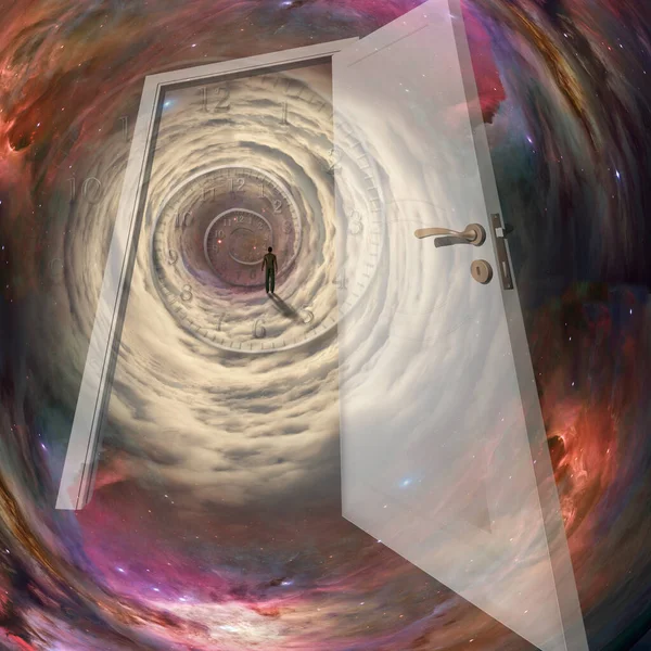 White Door Man Space Tunnel — Stock Photo, Image