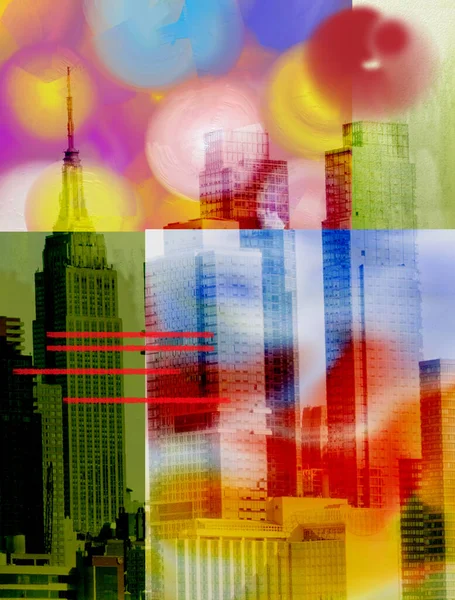Νέα Υόρκη Έντονα Αφηρημένα Χρώματα Απόδοση — Φωτογραφία Αρχείου