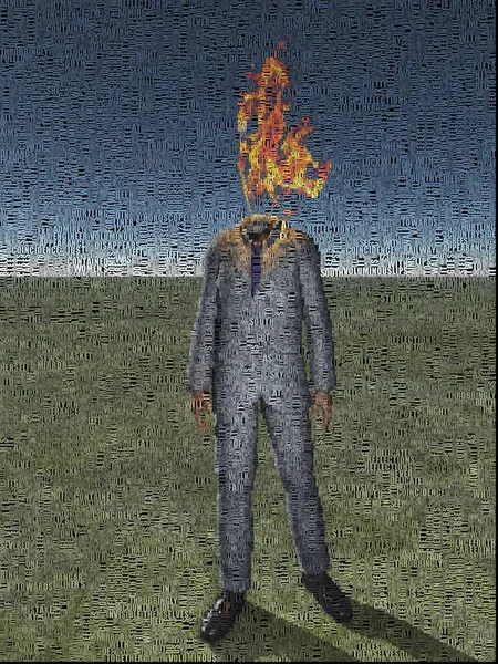 Soyut Resim Kafası Yerine Ateşi Olan Adam — Stok fotoğraf