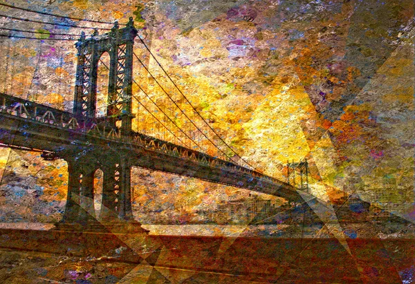 Manhattan Bridge Paisagem Painterly — Fotografia de Stock