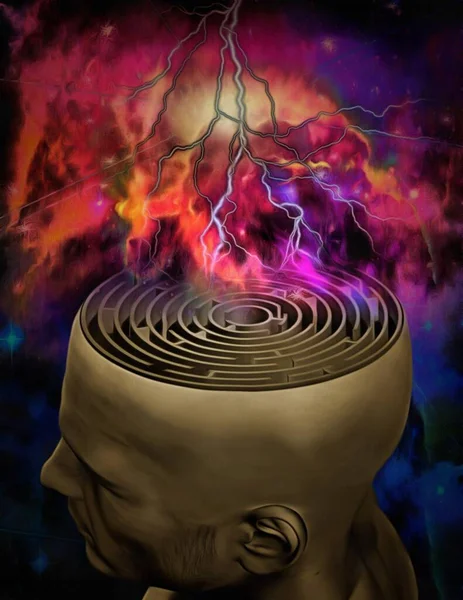 Energy Nebulos Space Mind Maze Rendering — Stock Photo, Image