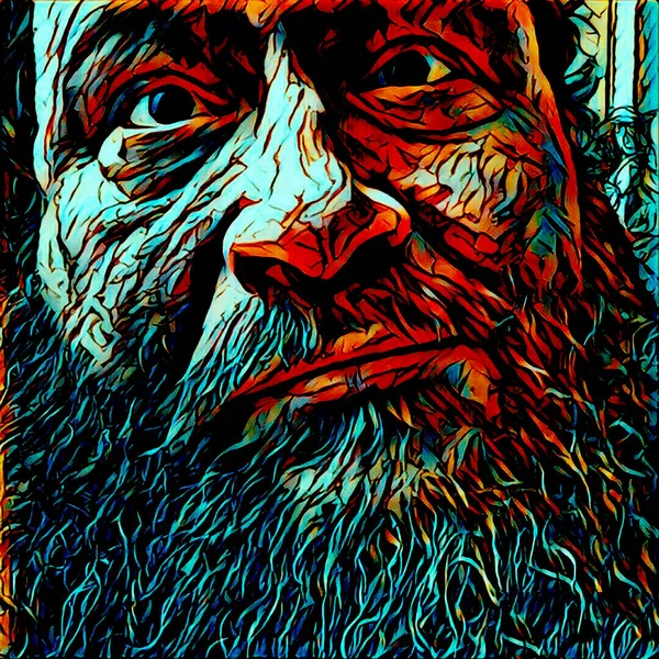 Digital Illustration. Man with beard