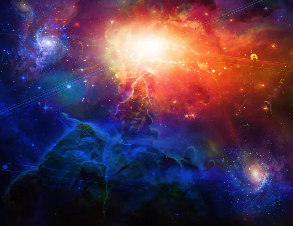 Nebulae Galaxies Vivid Space Rendering — Stockfoto