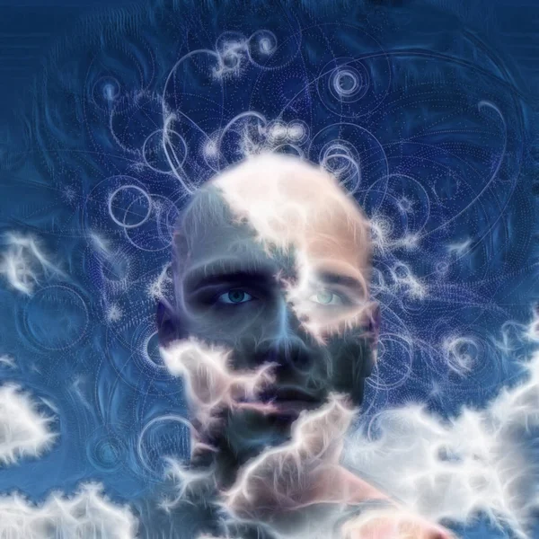 Mans Head Clouds Rendering — Stock Photo, Image