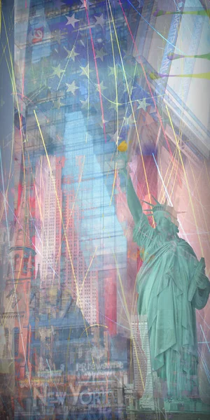 Amerika Nyc Mit Freiheitsstatue Rendering — Stockfoto