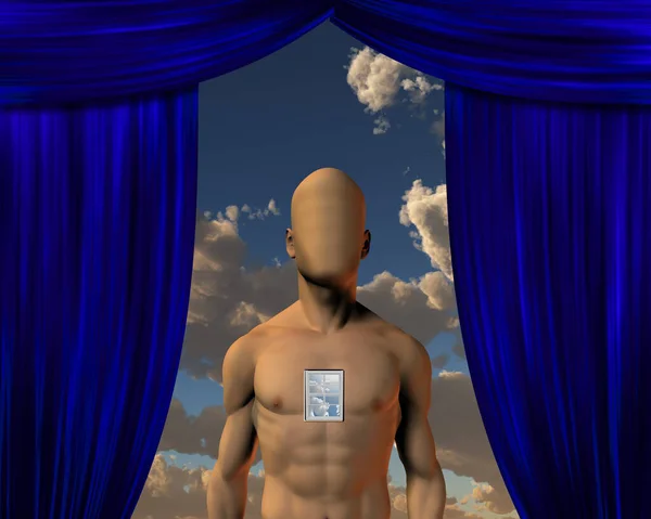 Faceless Man Theater Curtian Opening — Stock Photo, Image