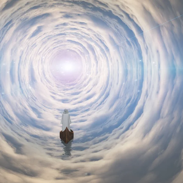 Kuva Valkoinen Kaapu Kelluu Avaruudessa Renderointi — kuvapankkivalokuva