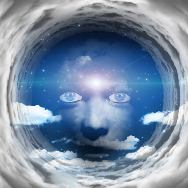 Face Sky Tunnel Clouds — Stock Photo, Image