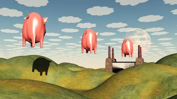 Factory Floating Pig — Stock Photo, Image