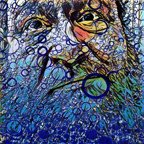 Abstract pattern of circles. Illustration. Old man's face.