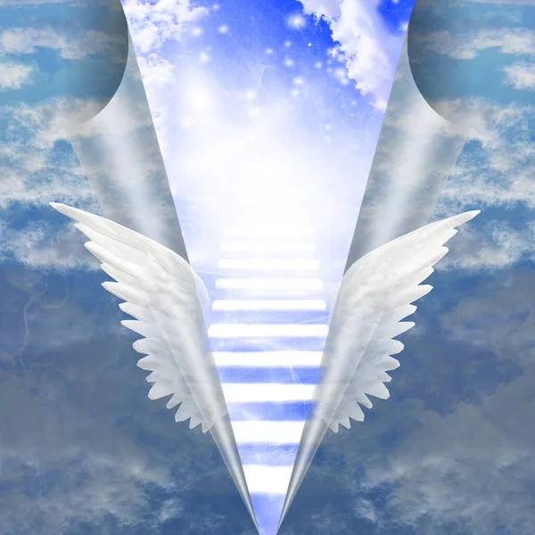 Stairway Sky Revealed Rendering — Stock Photo, Image