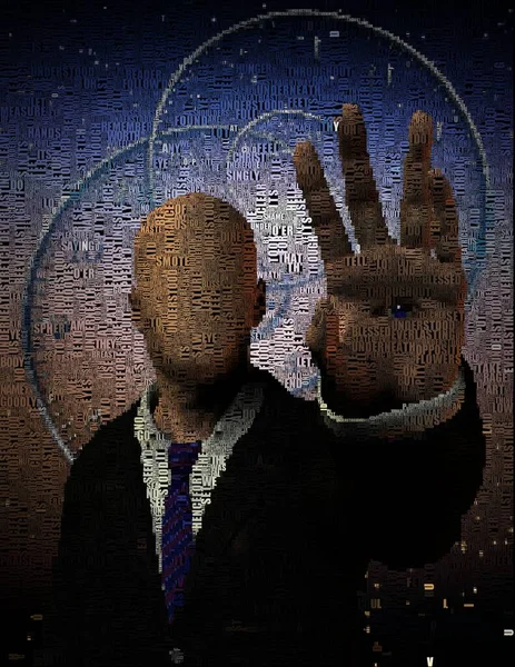 Abstrakte Malerei Gesichtsloser Mann Mit Einem Auge Auf Der Handfläche — Stockfoto