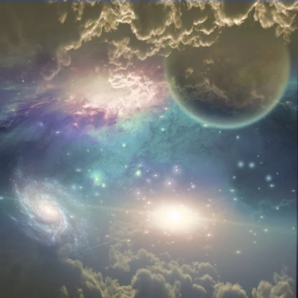 Elvont Univerzum Tér Galaxis Művészeti Háttér Másolási Tér — Stock Fotó