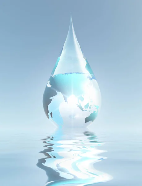 Planet Earth Water Drop Rendering — Foto Stock