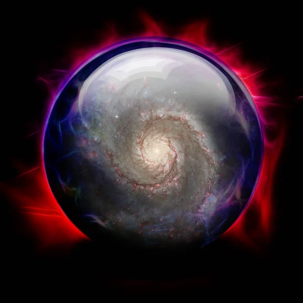 Crystal Ball Mostra Galaxy Rendering — Foto Stock