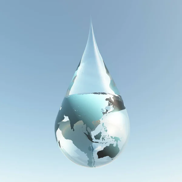 澳大利亚和亚洲水滴 3D渲染 — 图库照片