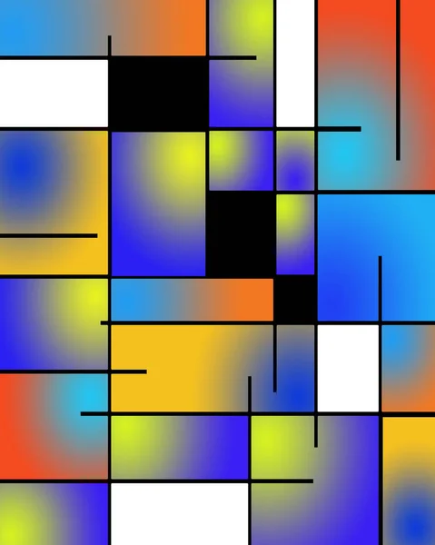 Mondrian Absztrakt Gradient Renderelés — Stock Fotó