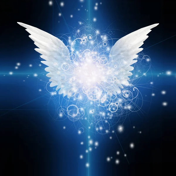 Anioł Skrzydlaty Niebie Renderowanie — Zdjęcie stockowe