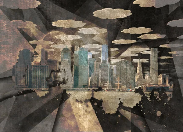 New York Panorama Modern Art Rendering — Fotografia de Stock